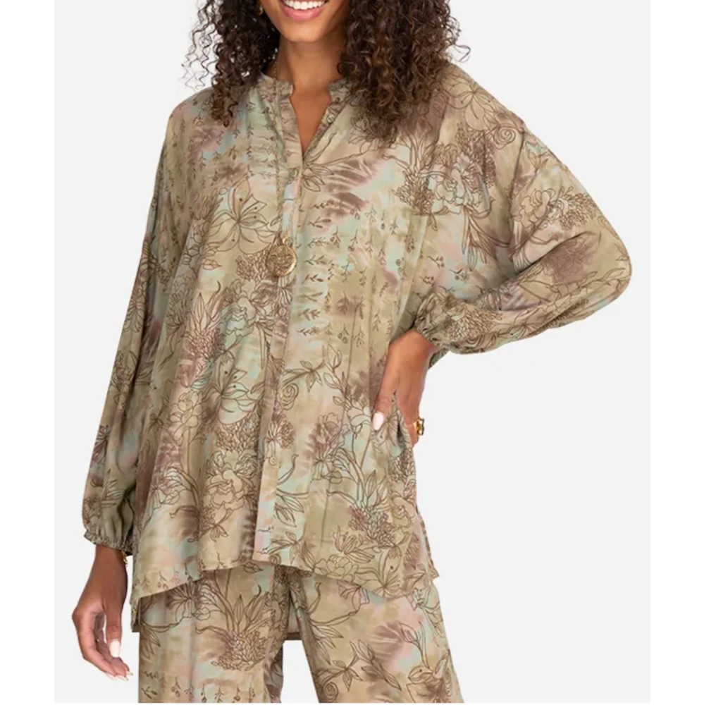 NWT Johnny Was Oversized Puff-sleeve Shirt M